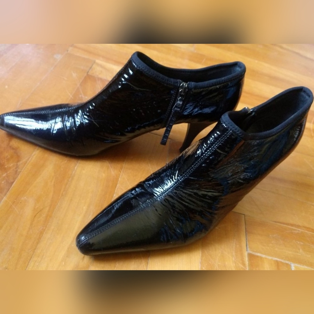 Prada Black Patent Leather Ankle Booties